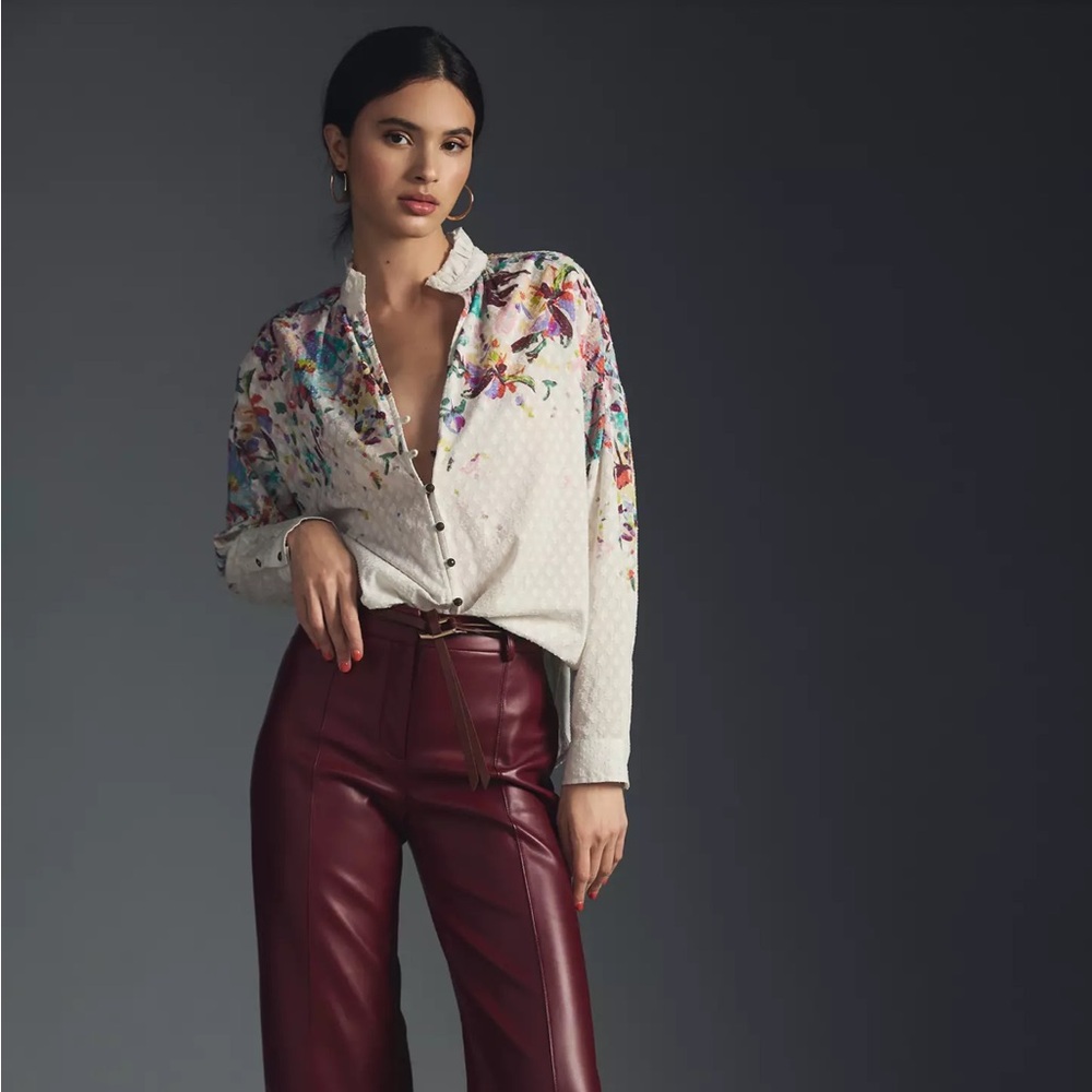 The Tavi Textured Buttondown Blouse by Pilcro